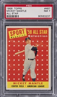 1958 Topps "All-Star" #487 Mickey Mantle - PSA NM 7